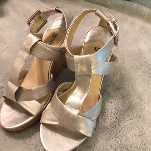 New Michael Kors silver platform sandals